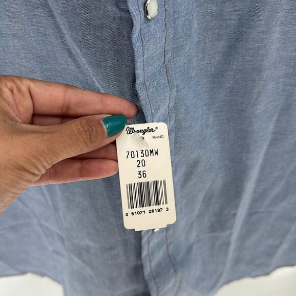 VINTAGE Wrangler Shirt dead stock Cowboy Cut Western Pearl Snap Button size 4XLT - Picture 7 of 8